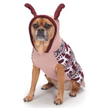 Rentier-Hundepullover mit Kapuze rosa kleine bis mittelgroße Rassen