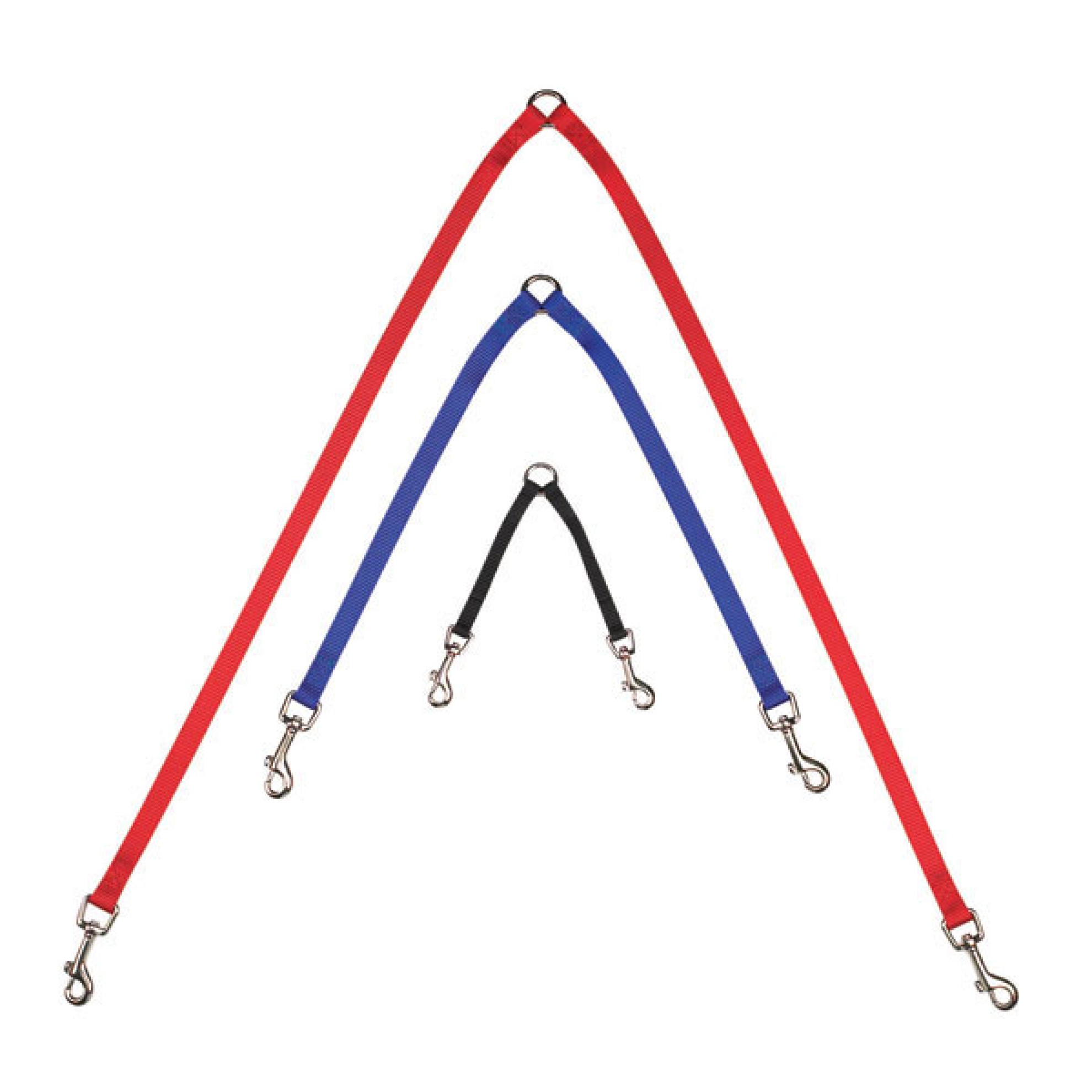 KoppelHundeleine für 2 Hunde, 30 cm, schwarz, rot, blau, DoppelLeine