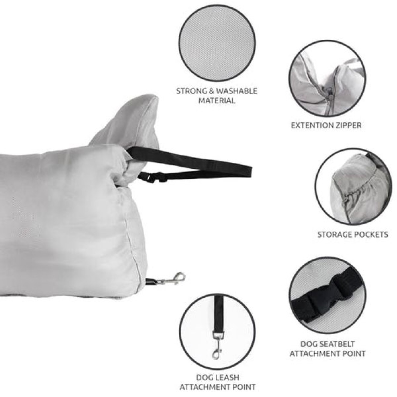 Luxus-Hundeautositz wasserabweisend grau-beige