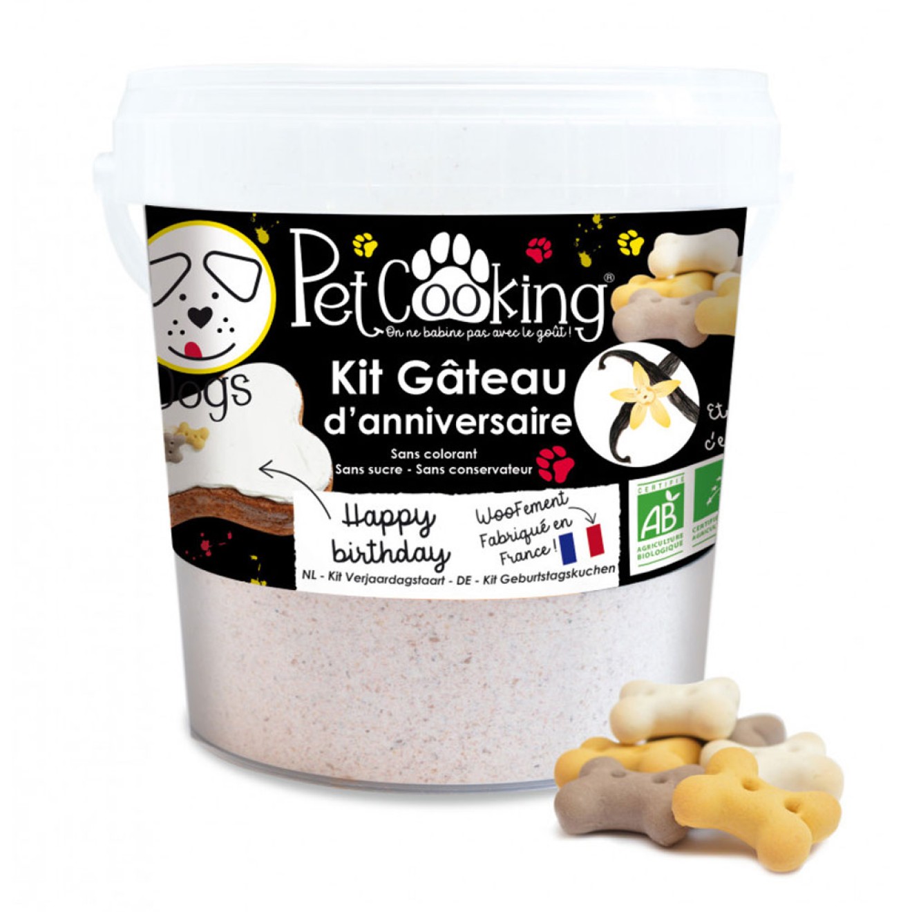 Bio-Backmischung für Geburtstags-Hundekuchen Vanille-Geschmack