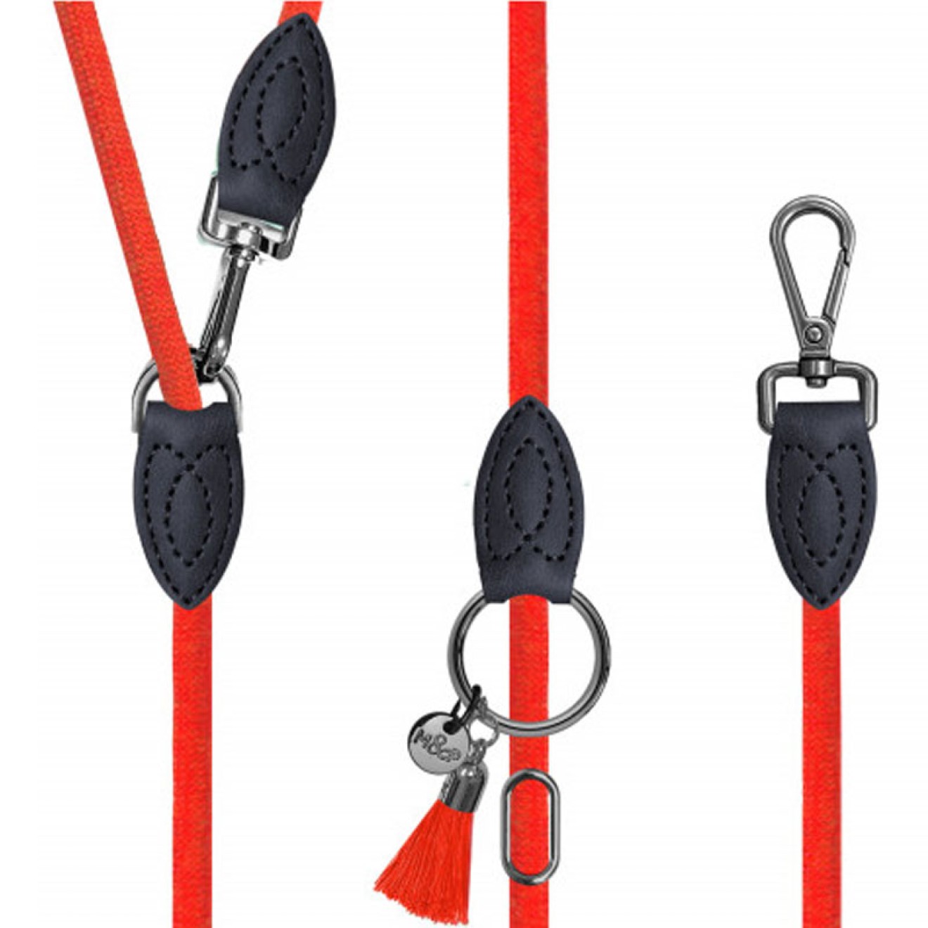 Milk & Pepper Multifunktionsleine KAYA Orange mit Quaste