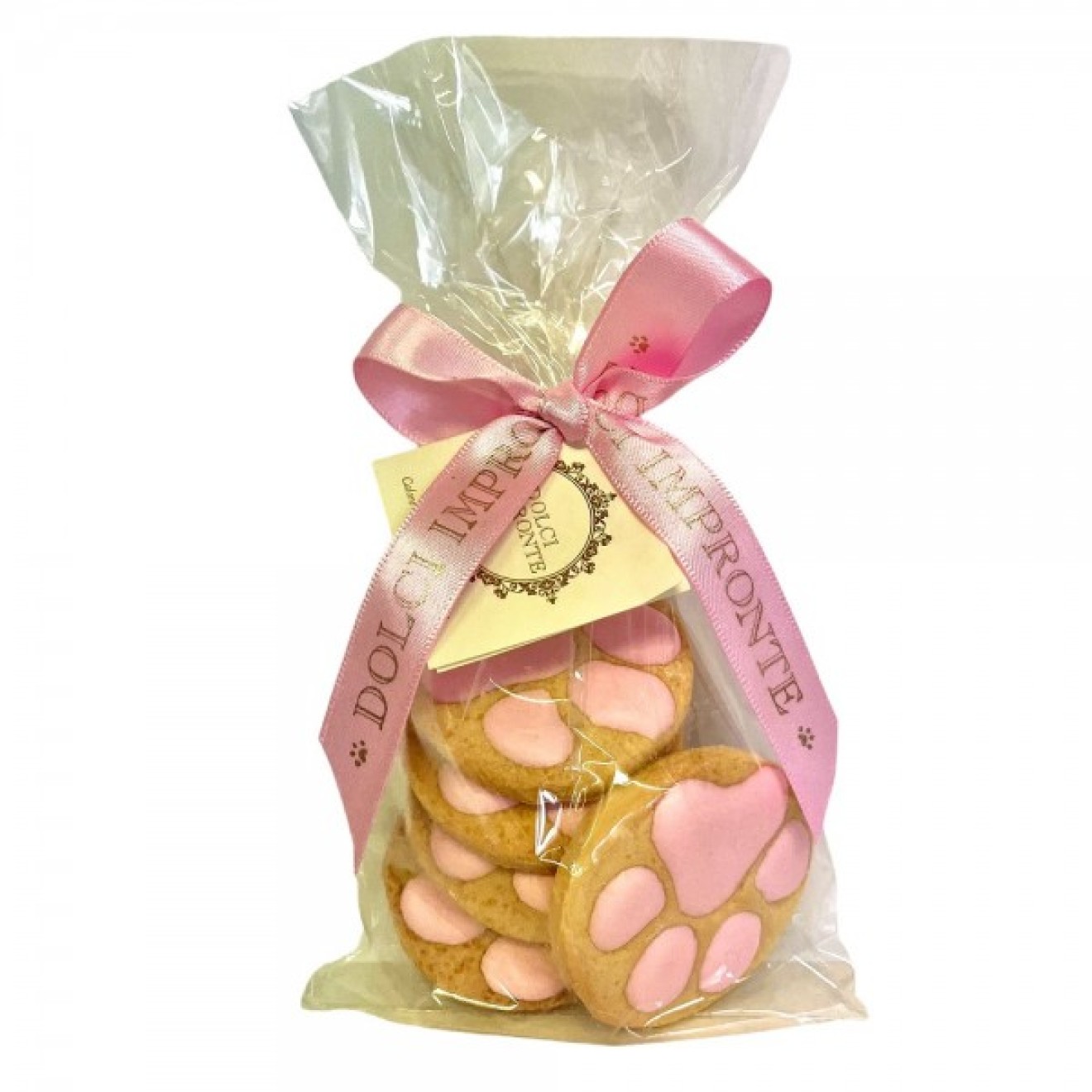 Hundekekse mit Tatzen rosa, 5 Stück in der Zellophantüte