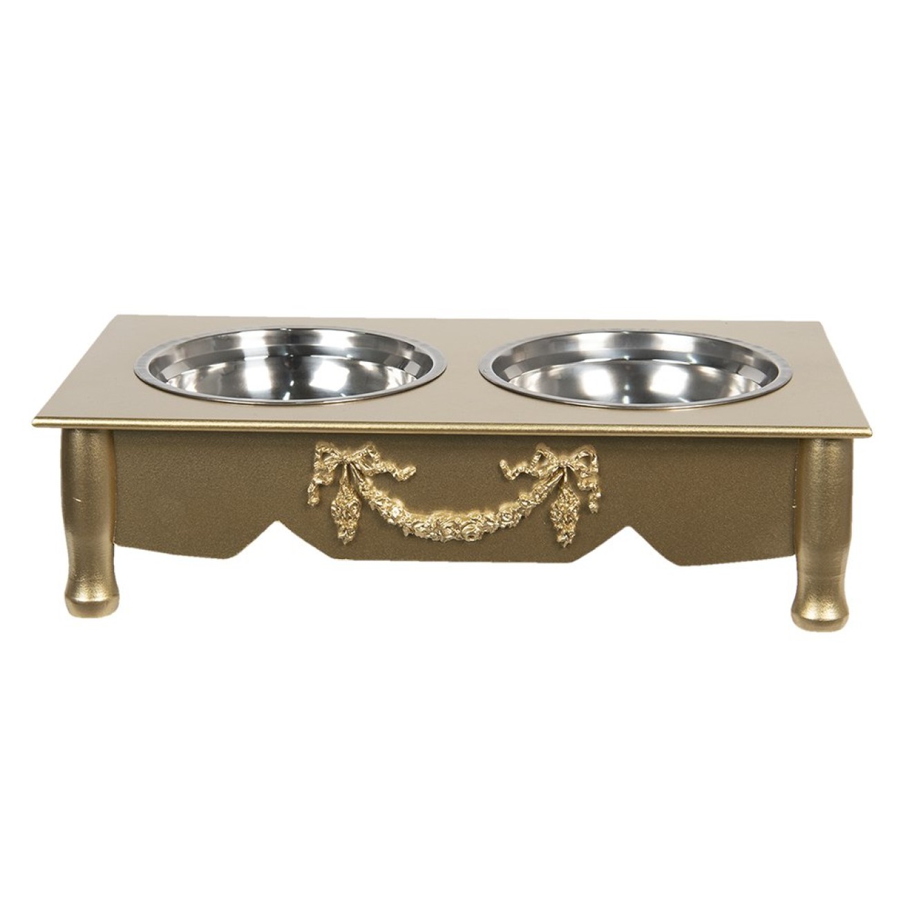 Doppel-Futternapf für Hunde im Landhausstil gold