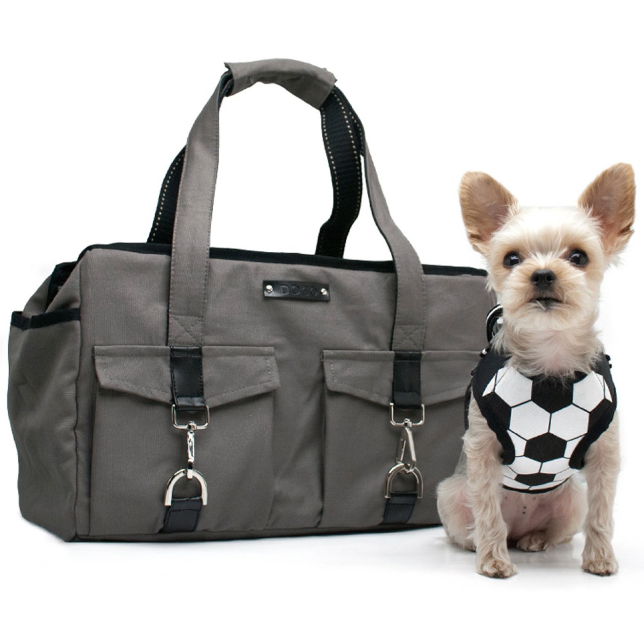 Edle Canvas-Hundetasche NYC-Style charcoal in 2 Größen