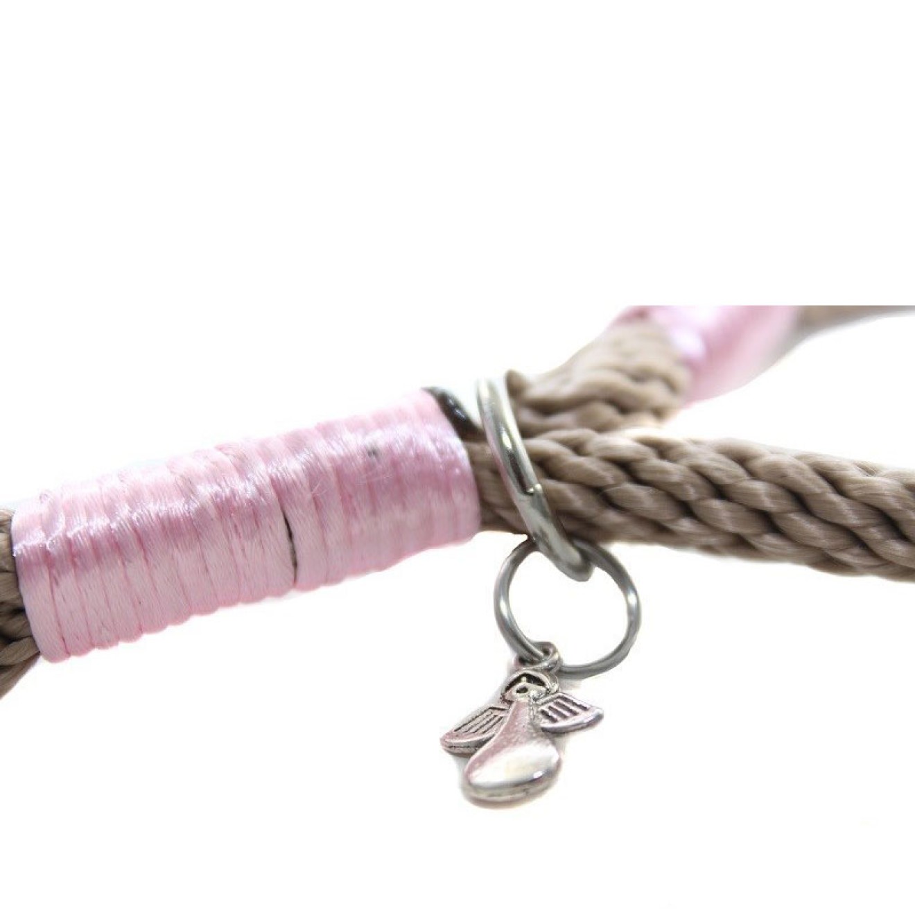 Tau-Hundehalsband mit Zugstopp creme-rosa