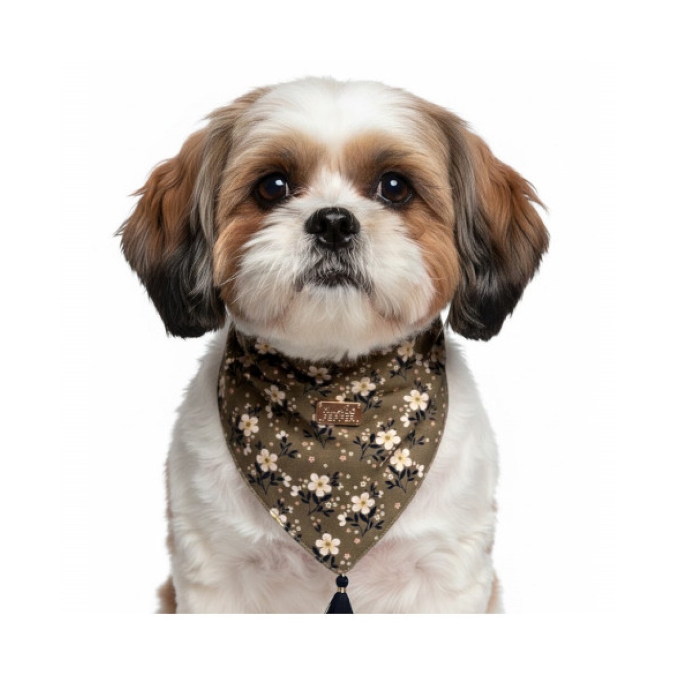 Hundehalstuch KATHY mit floralem Print und Bommel