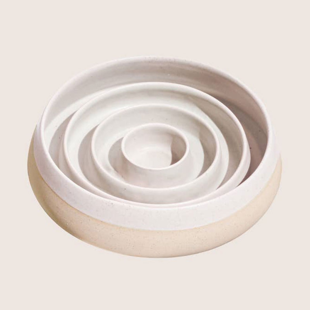 Handgefertigter Antischlingnapf Keramik weiß