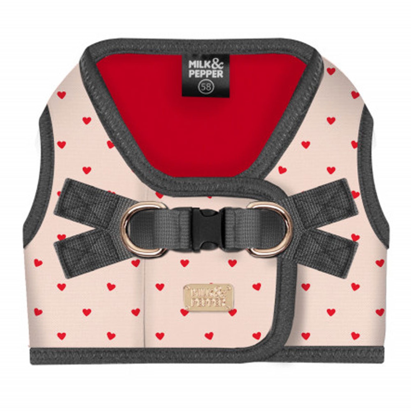 Milk & Pepper Hundegeschirr Suzanne mit roten Herzen