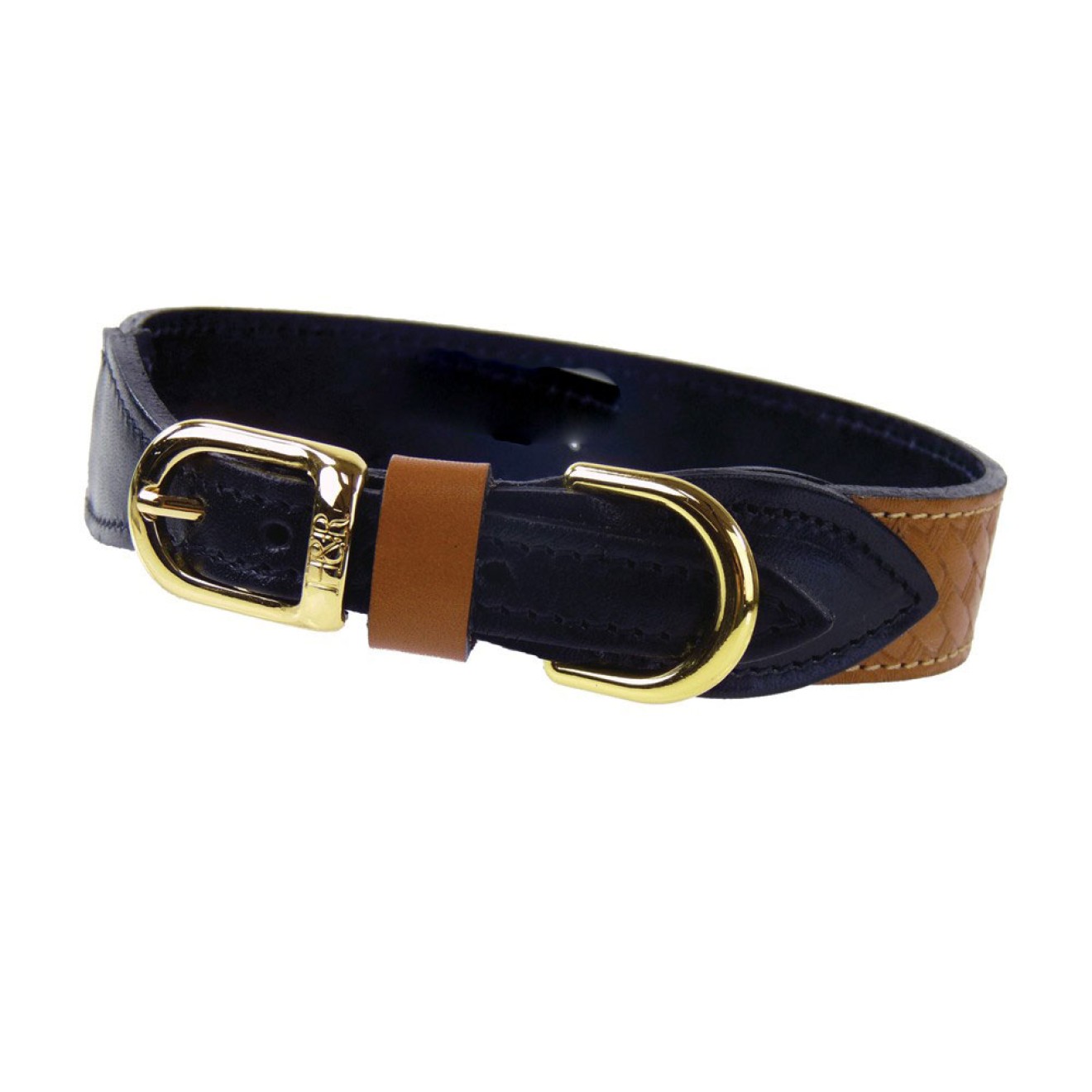 Hunde Lederhalsband Classic Hardware 22 Karat vergoldet 45 cm