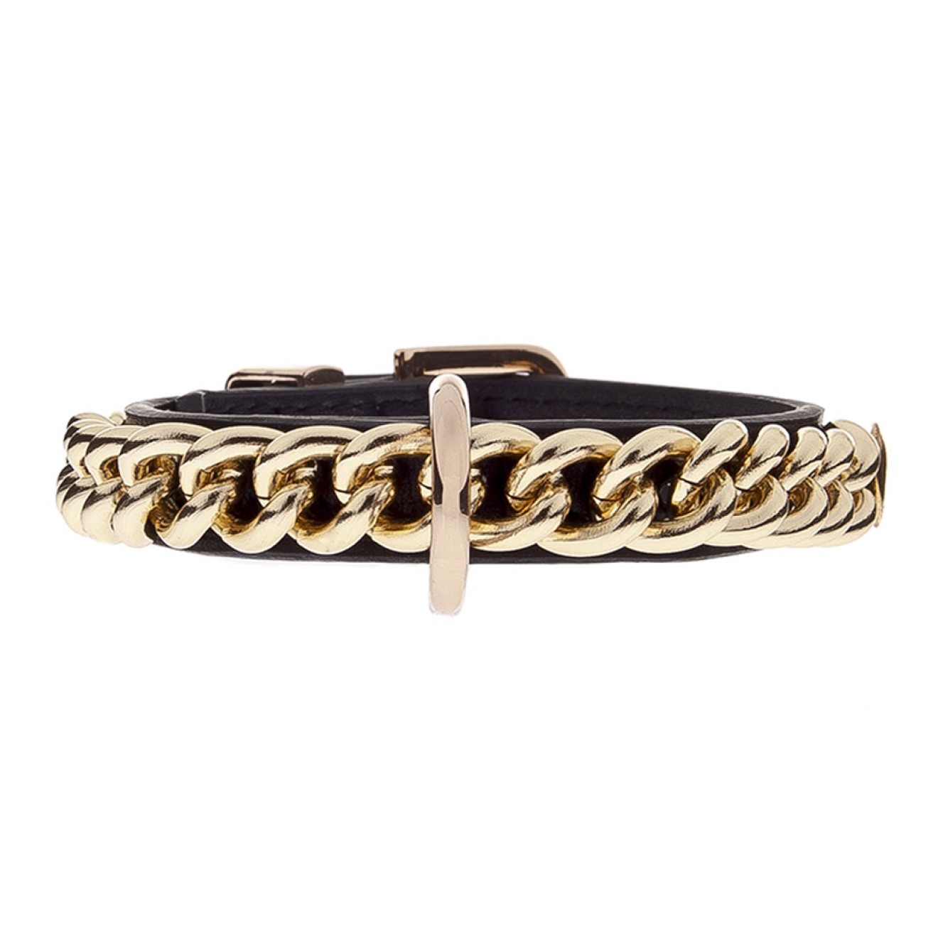 Hundehalsband DangeRouge black mit goldener Kette