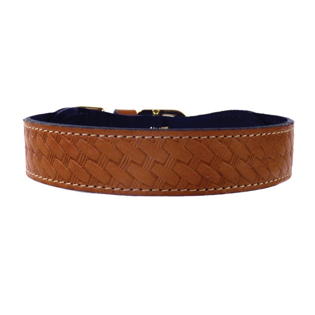 Hunde Lederhalsband Classic Hardware 22 Karat vergoldet 45 cm