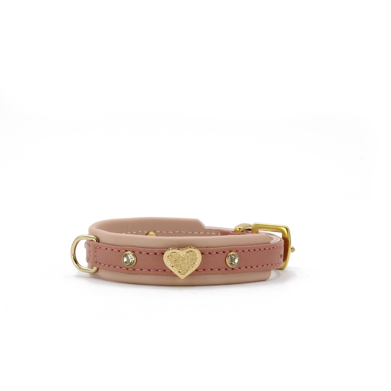 Leder-Hundehalsband Mon Amour mini mit Strassherzen
