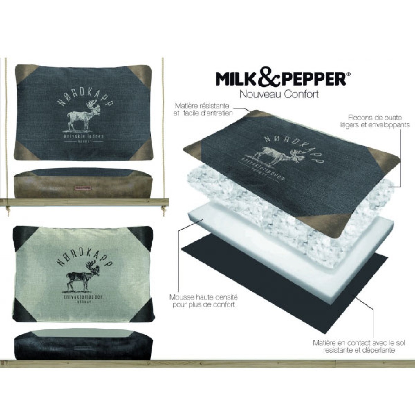 Milk & Pepper Komfort-Hundekissen Nordkapp Beige