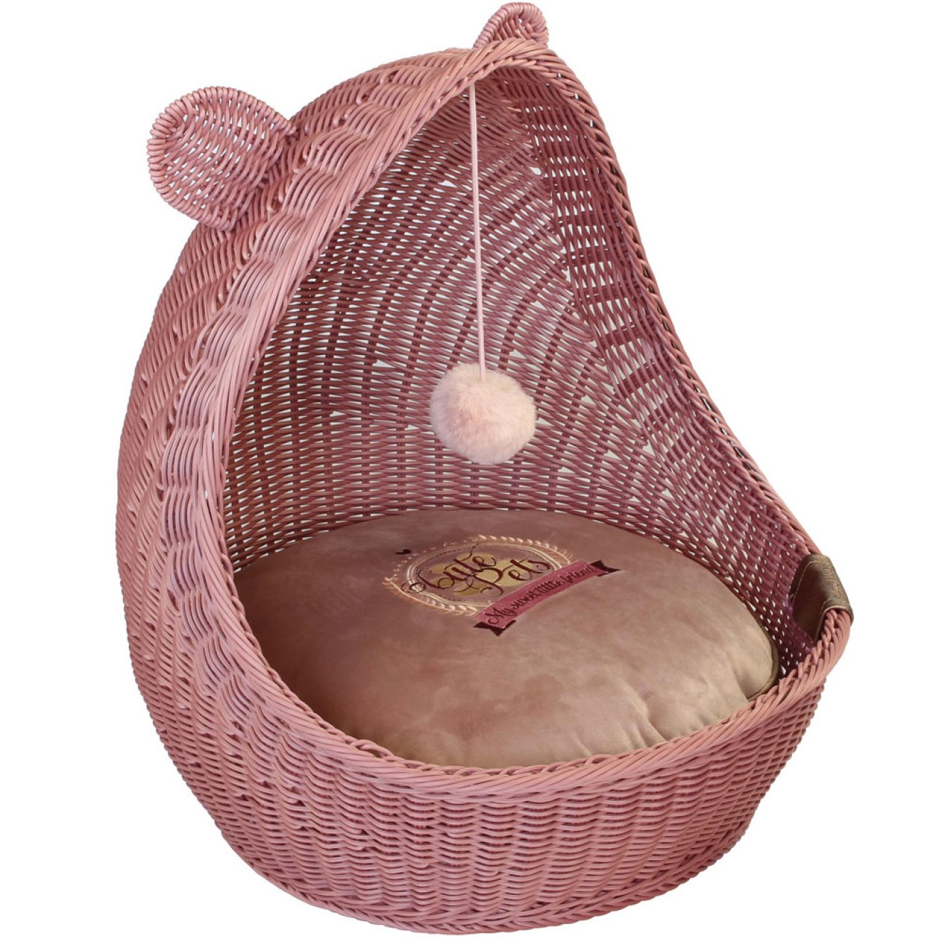 Rattan-Wiege Cute Pets rosa für Hunde und Katzen