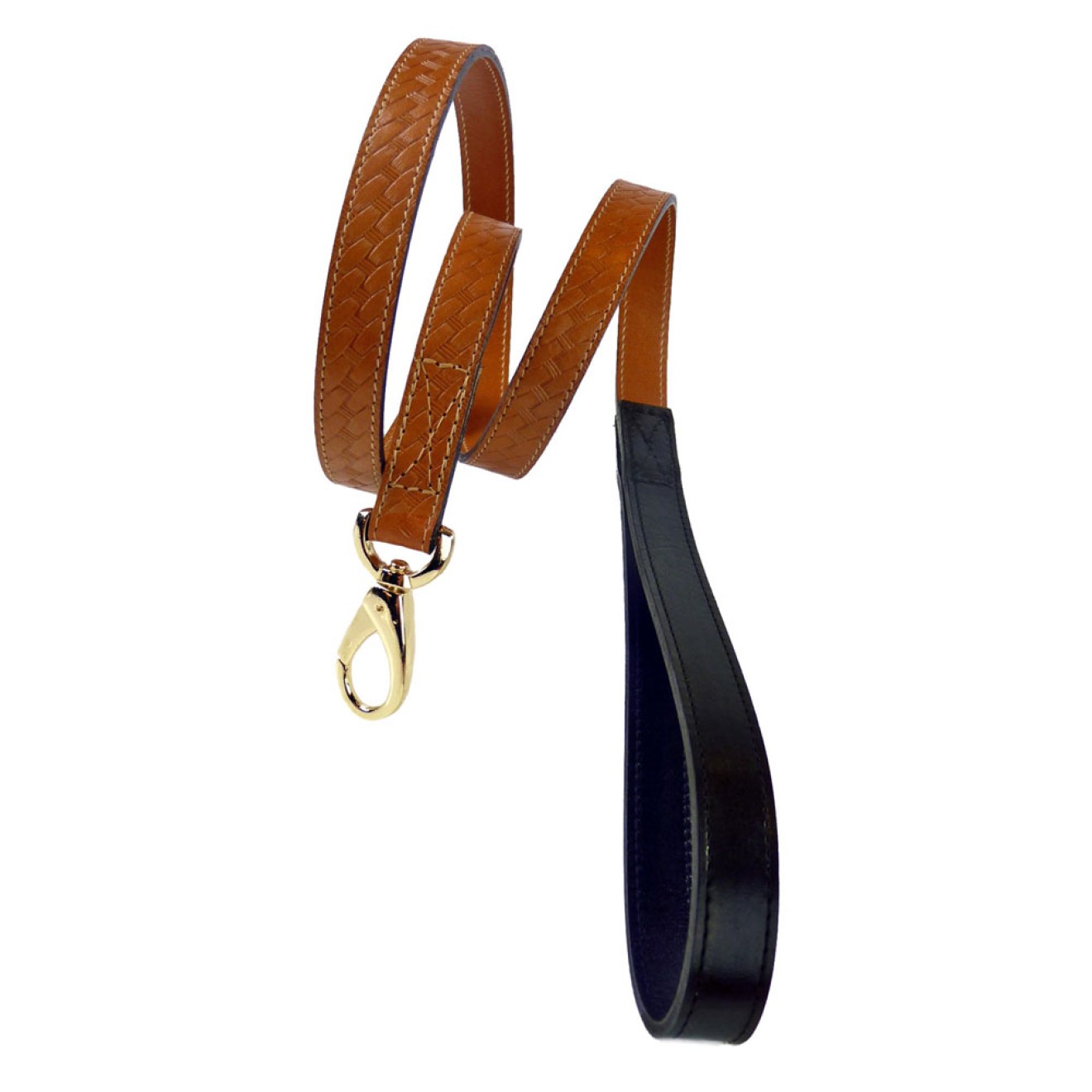 Hunde Lederhalsband Classic Hardware 22 Karat vergoldet 45 cm