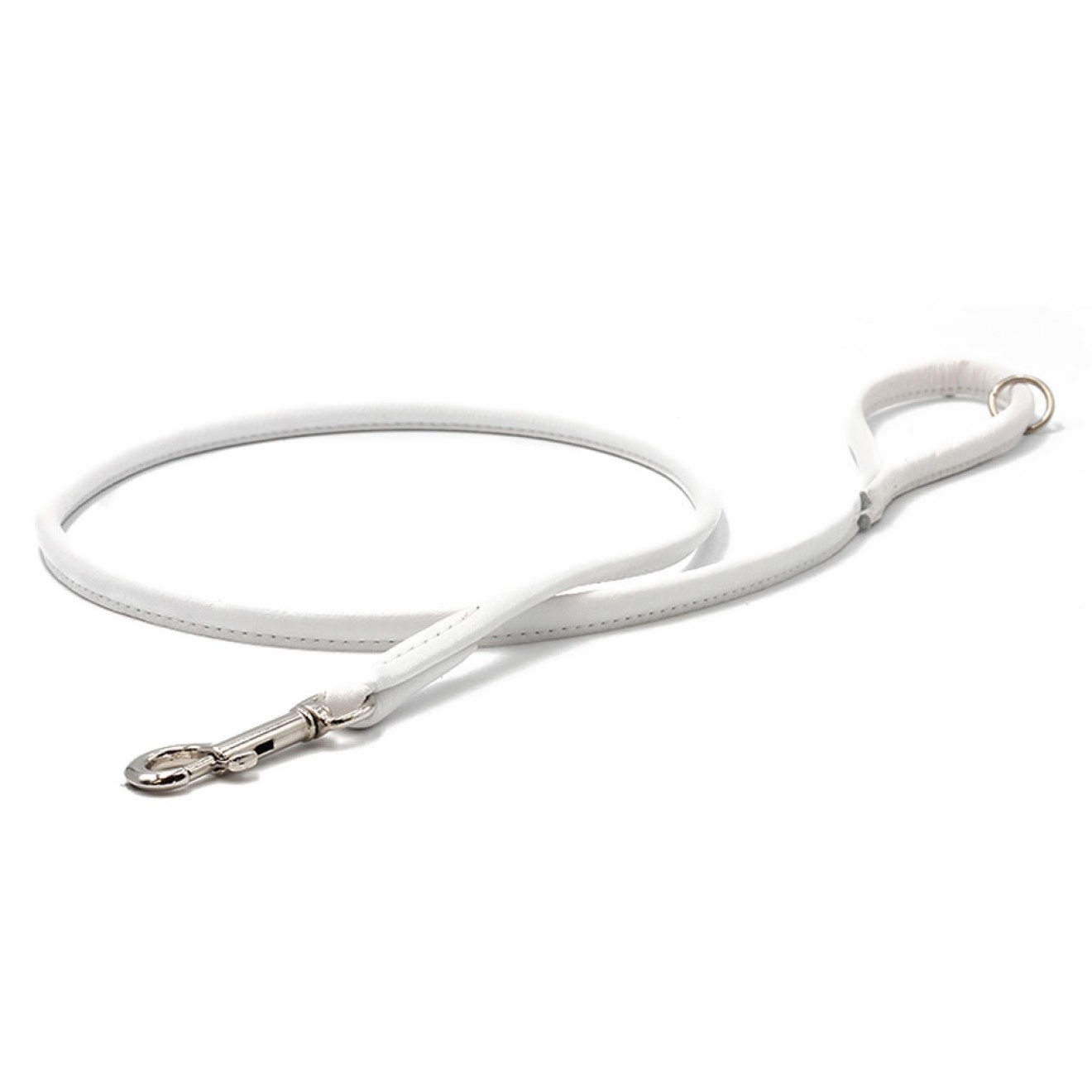 Weiße Hundeleine Nappaleder rundgenäht 120, 200, 300 cm