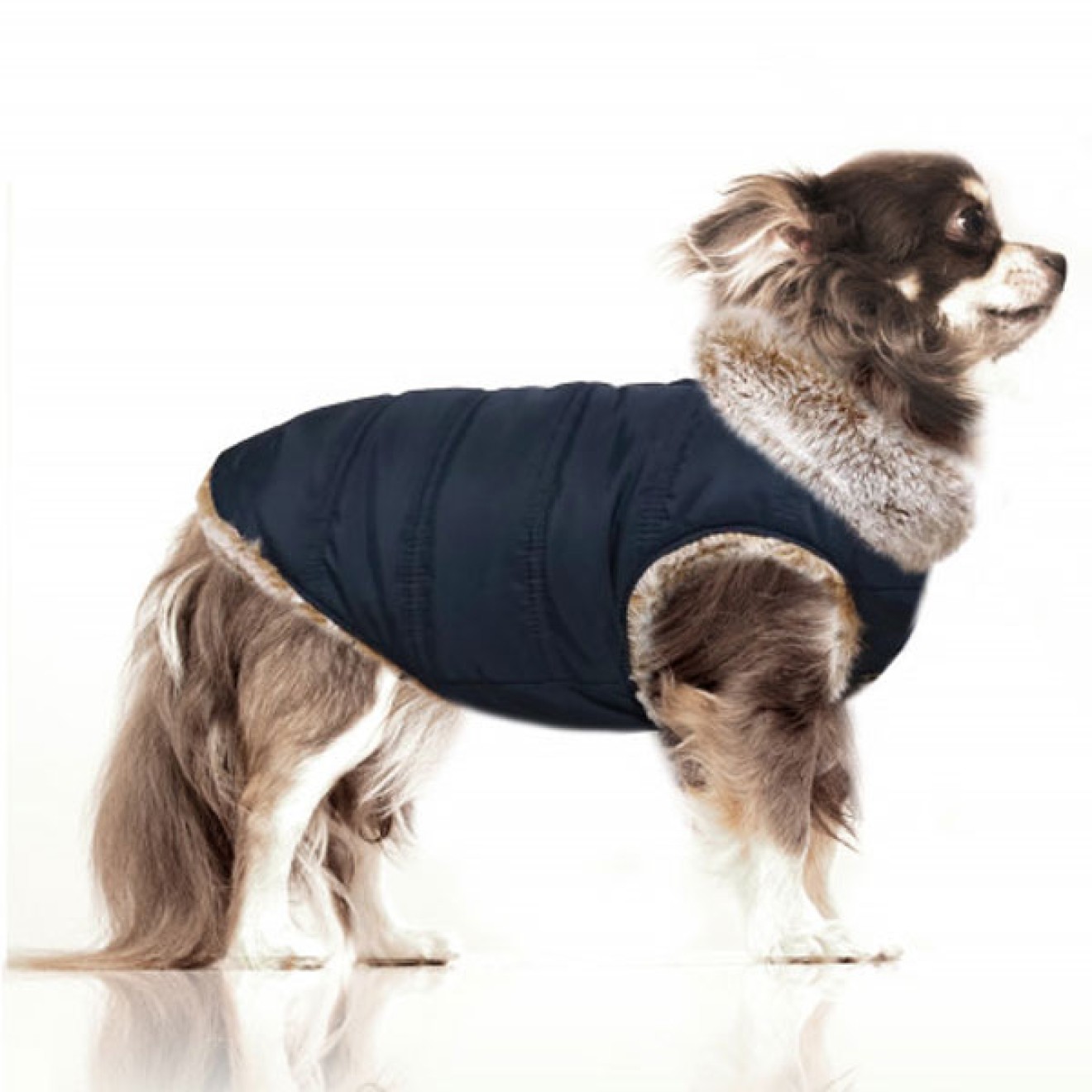 Milk & Pepper Wende-Hundemantel Vadim navy mit Plüsch