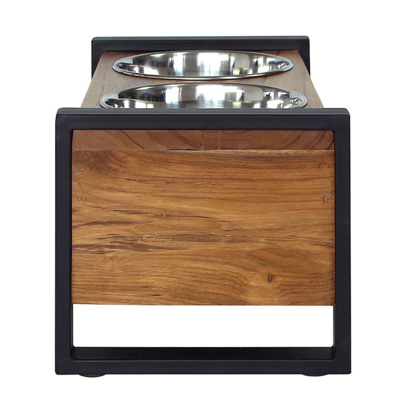 Teakholz-Doppelnapf Industrie Design