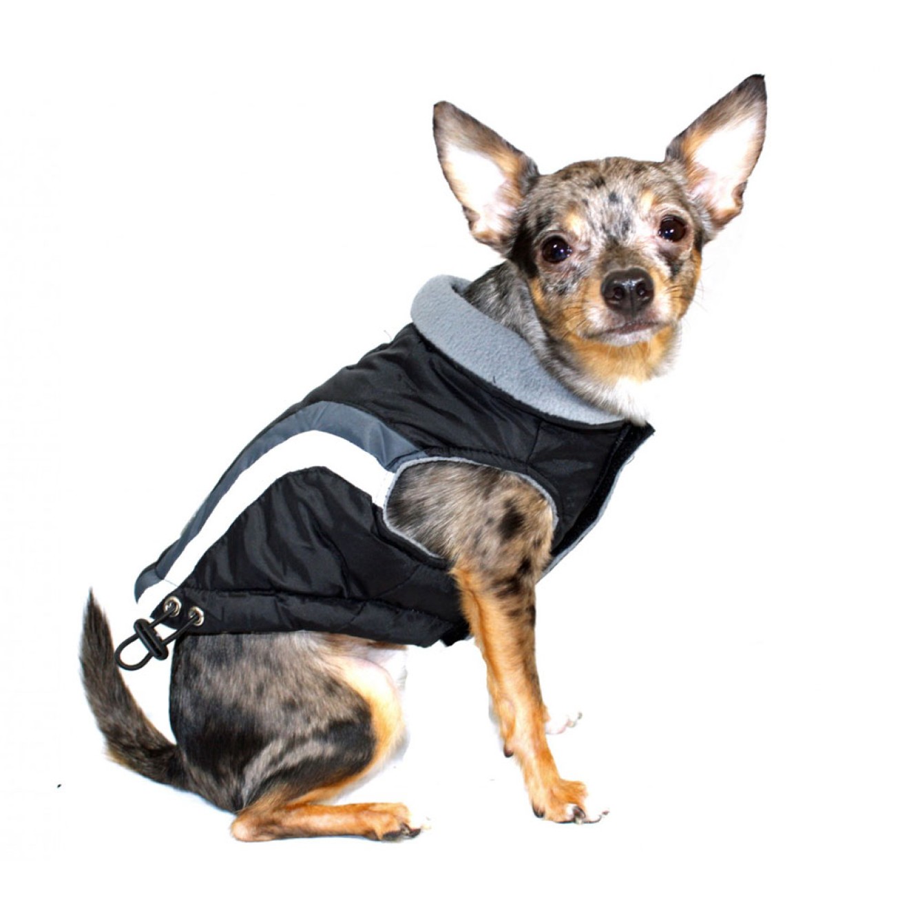 Hundeparka mit Fellkragen Alpine Black Gr. M Rücken 30 cm