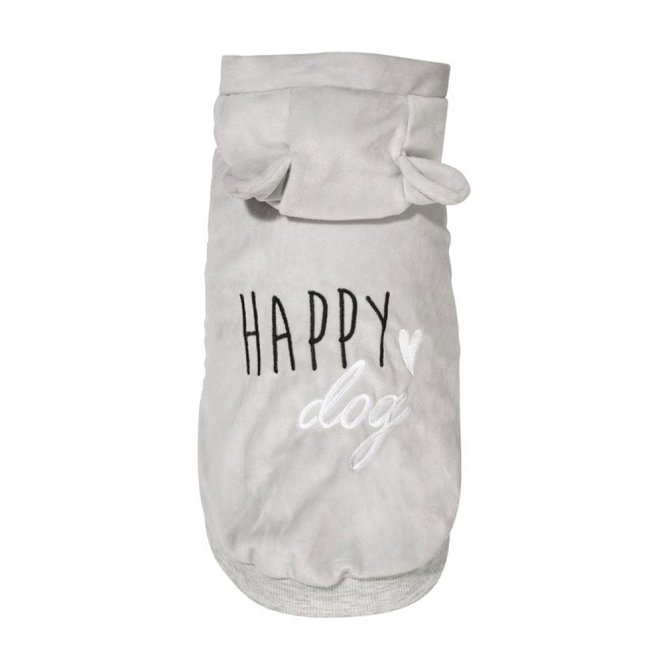 Weicher Hundepullover HAPPY dog mit Ohren-Kapuze und Herzstickerei 26XS