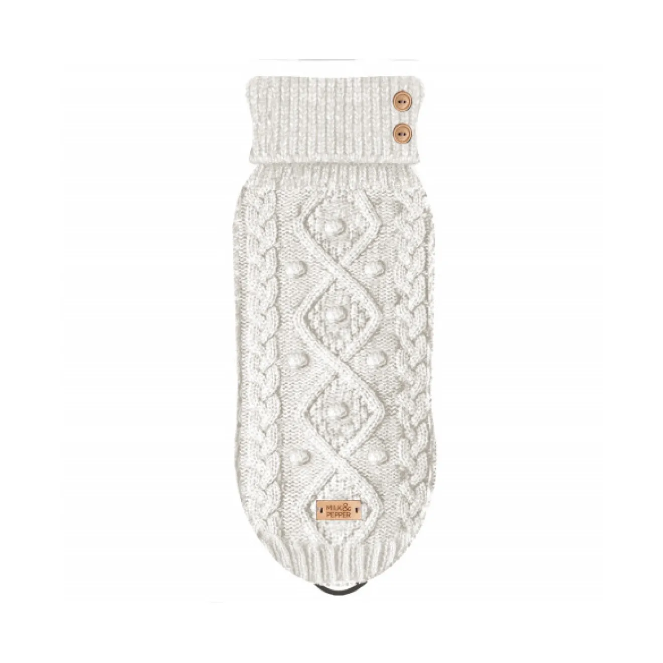 Zopfstrick-Hundepullover KEELAN off-white auch für Dackel