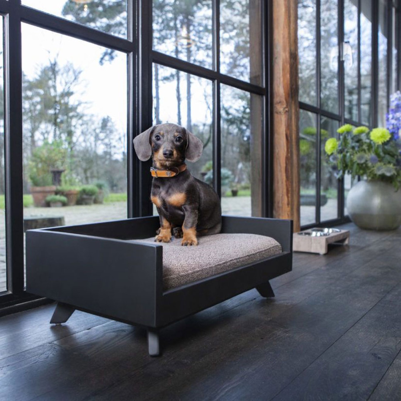 Design Holz-Hundesofa Scandic Style schwarz