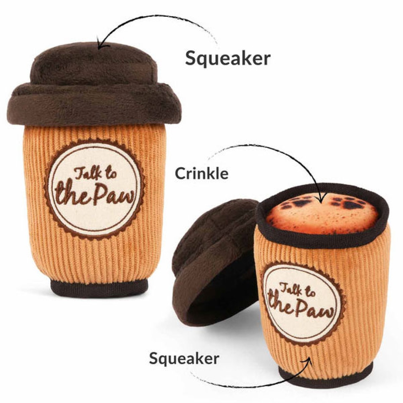 Robustes Hundespielzeug Coffee to Go mit abnehmbaren Deckel