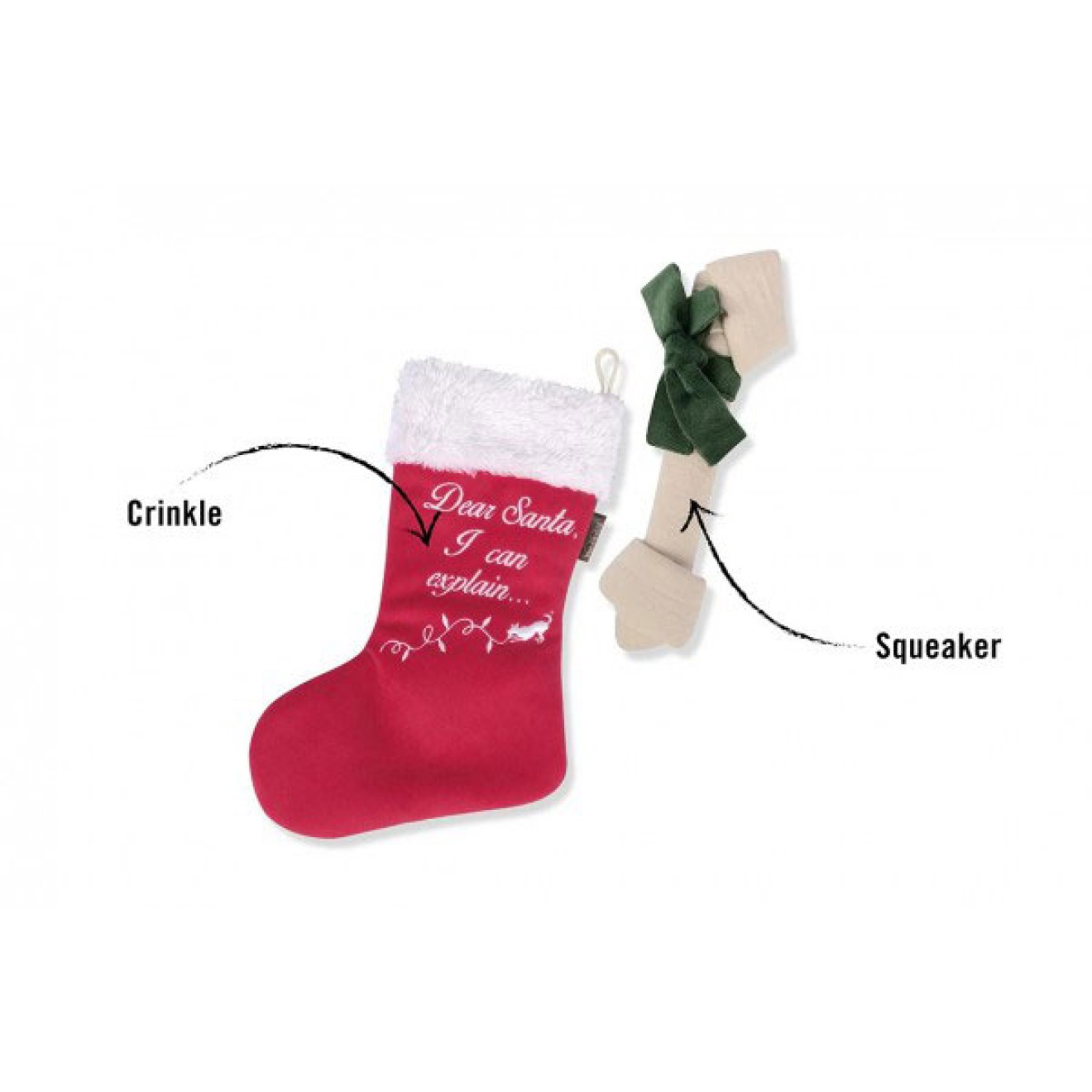 Hundespielzeug Merry Woofmas Good Dog Stocking Socke mit Knochen