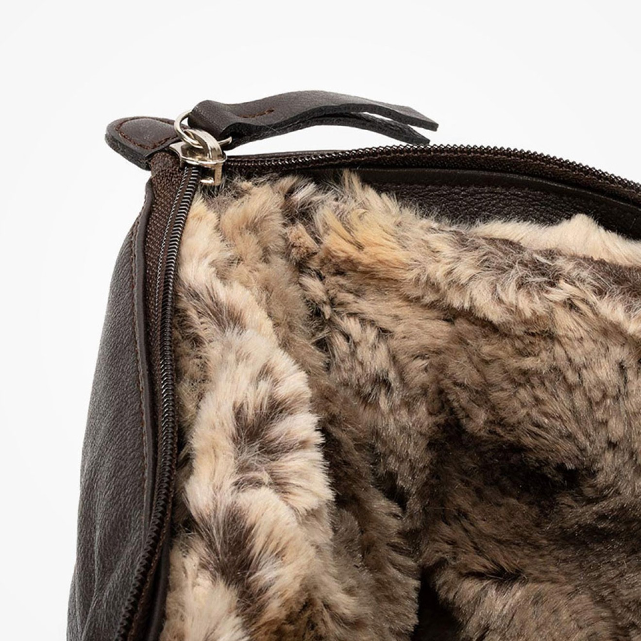 Hundetasche aus Nappaleder mit Webpelz My Petit croco brown