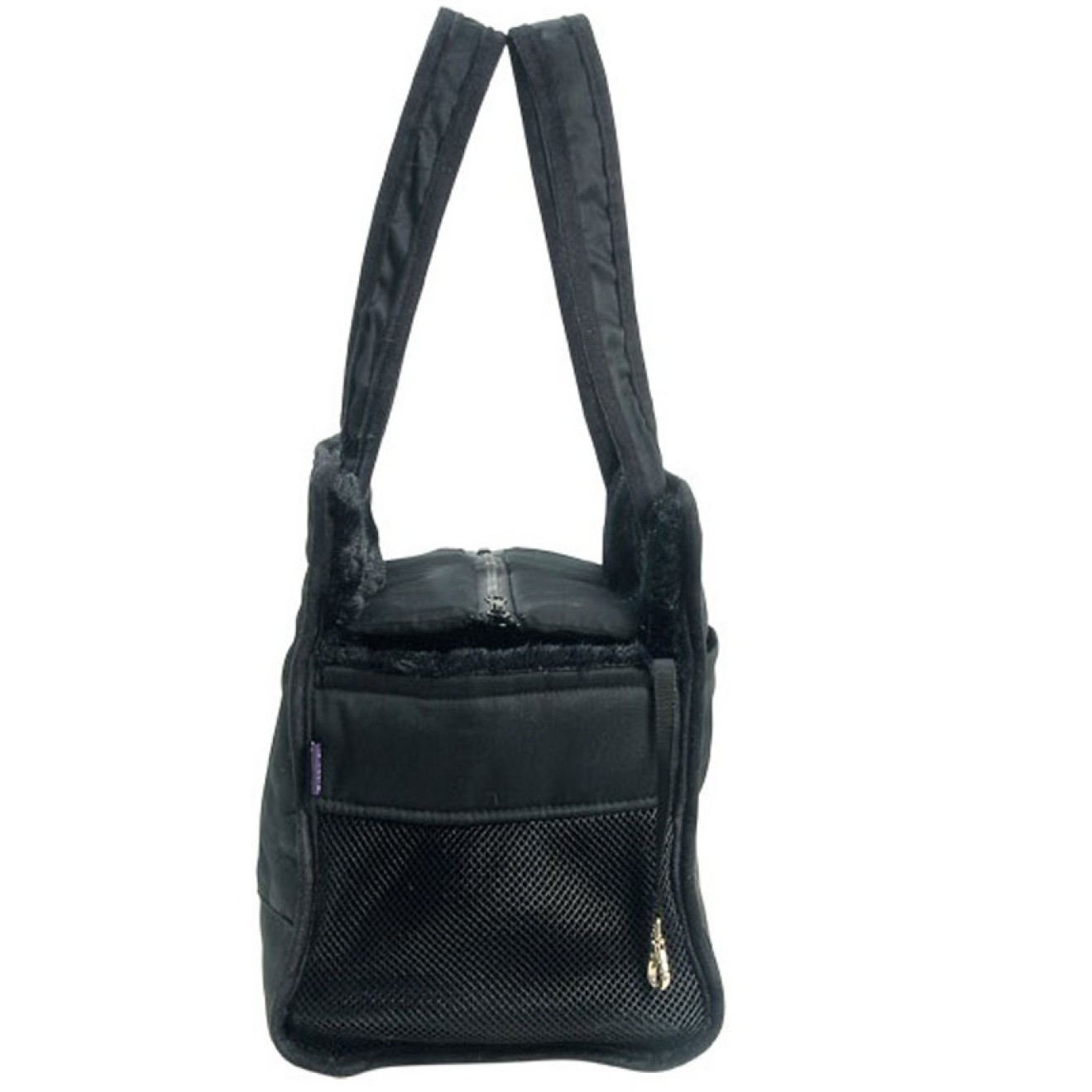 Hundetasche Crown mit schwarzem Kuschelfell