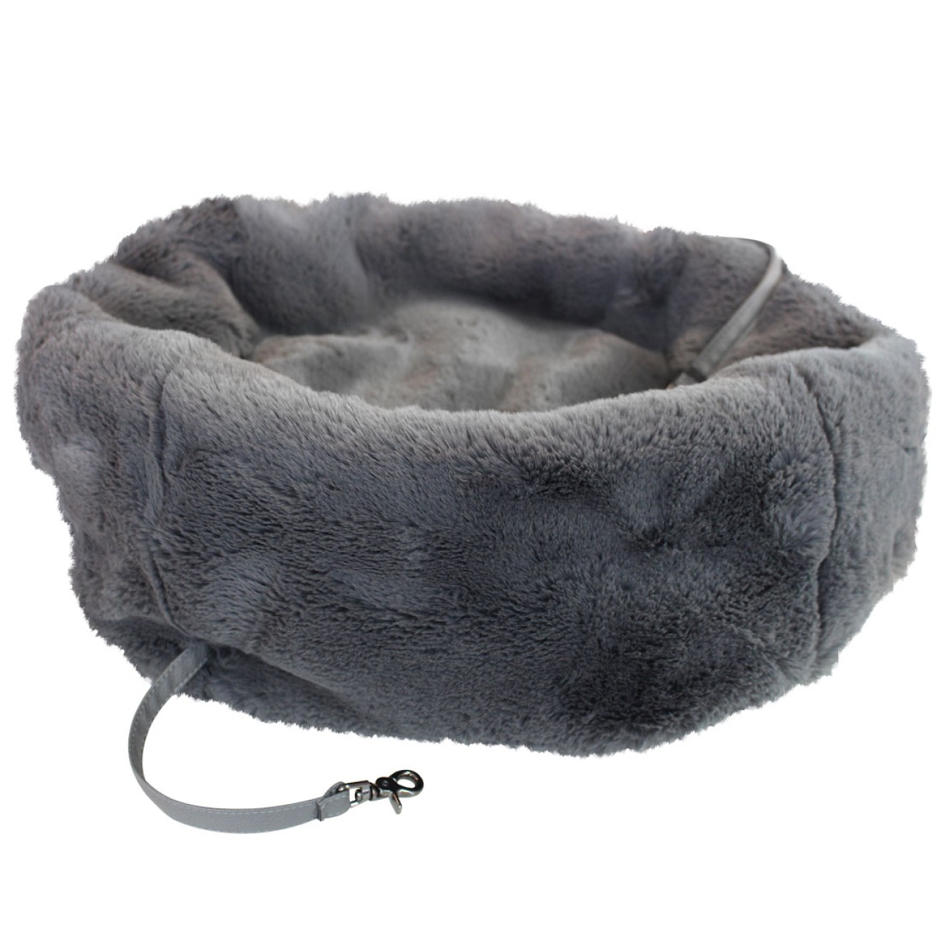 Fell-Hundetasche Luxury Dog grau 2 in 1 (Hundetasche & Hundebett)