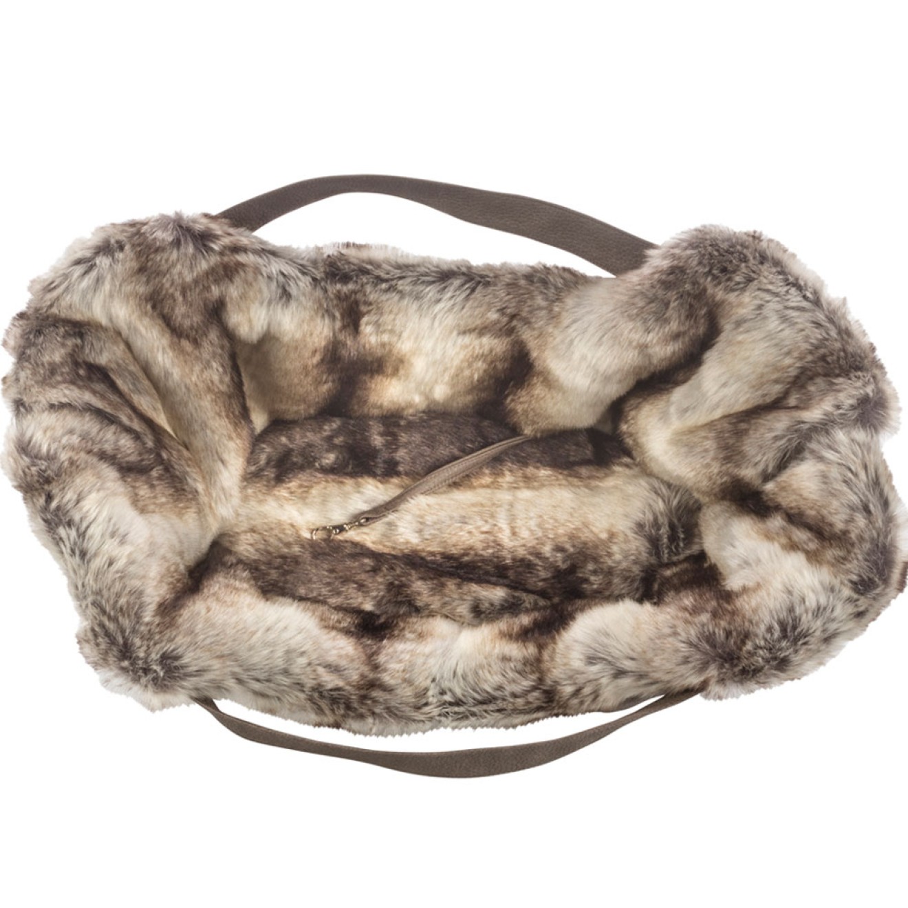 TG&L Hundetasche Monte Carlo Kunstleder Nubuk schwarz Chinchilla Webpelz