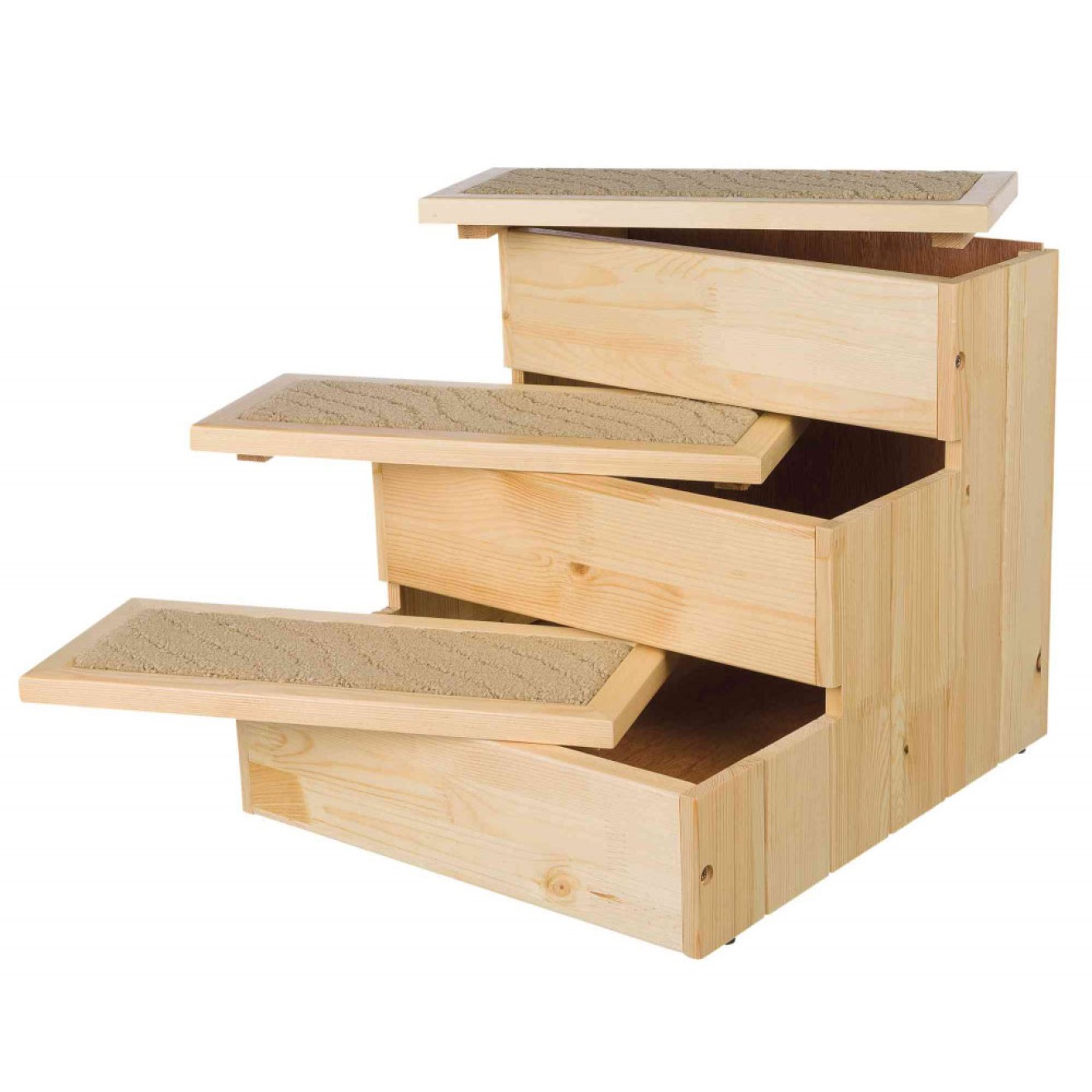 Qianly Hundetreppe Holz - 3-stufige Treppe Für Kleine Hunde