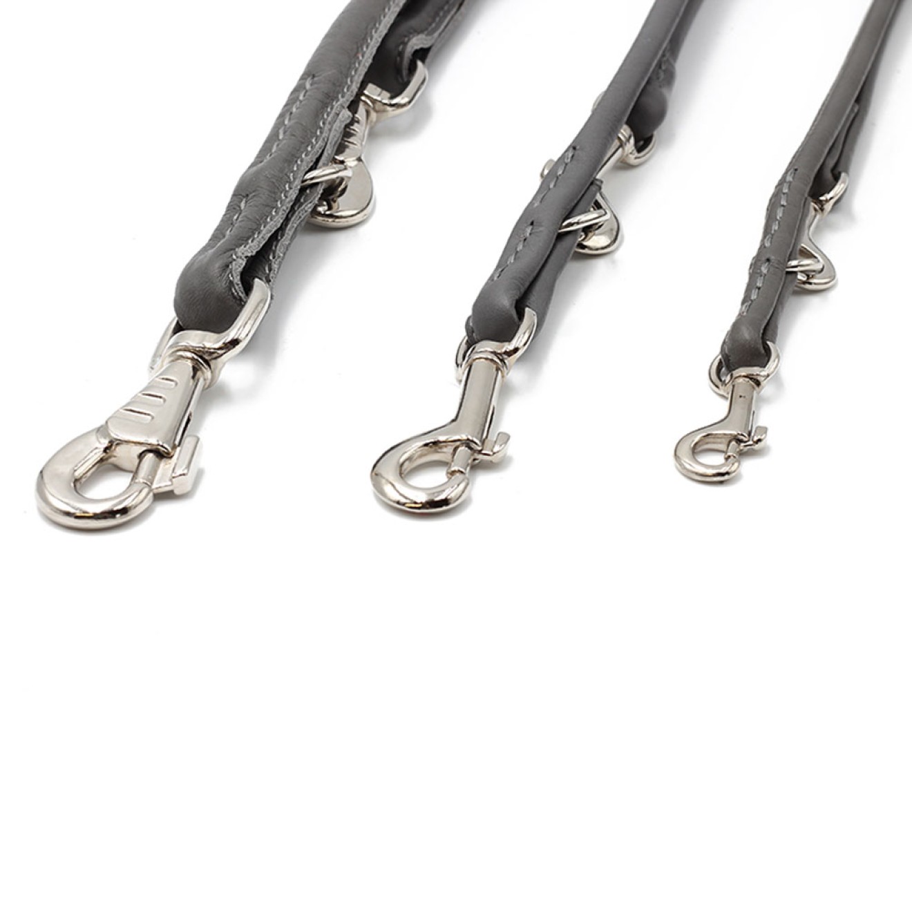 Nappaleder Hundeleine rundgenäht grau 120, 200 cm