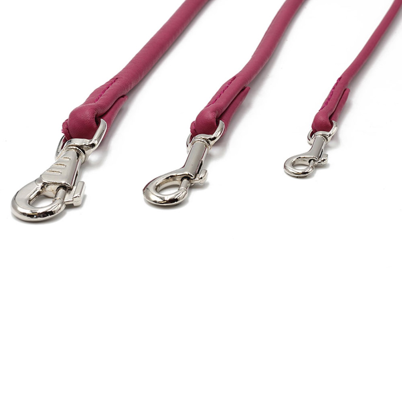 Hundeleine rundgenäht Nappaleder himbeere 120, 200, 300 cm