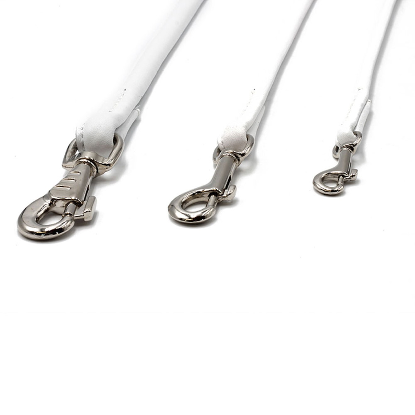 Weiße Hundeleine Nappaleder rundgenäht 120, 200, 300 cm