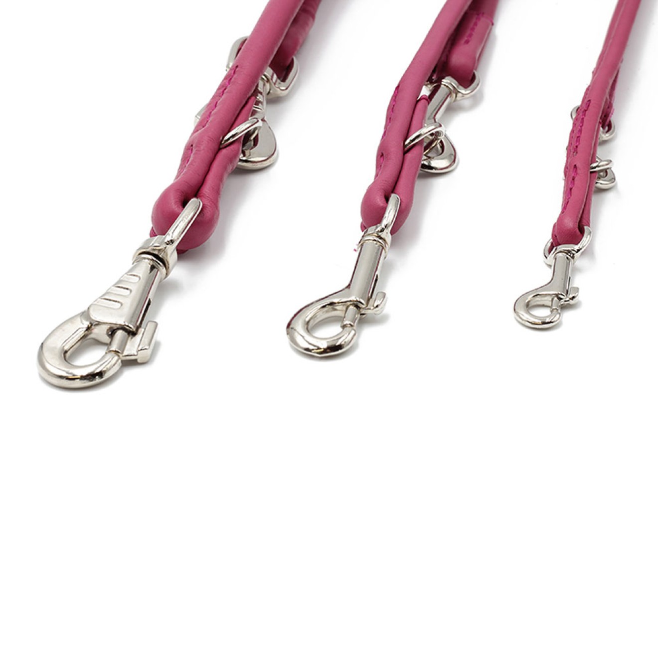 Hundeleine rundgenäht Nappaleder himbeere 120, 200, 300 cm
