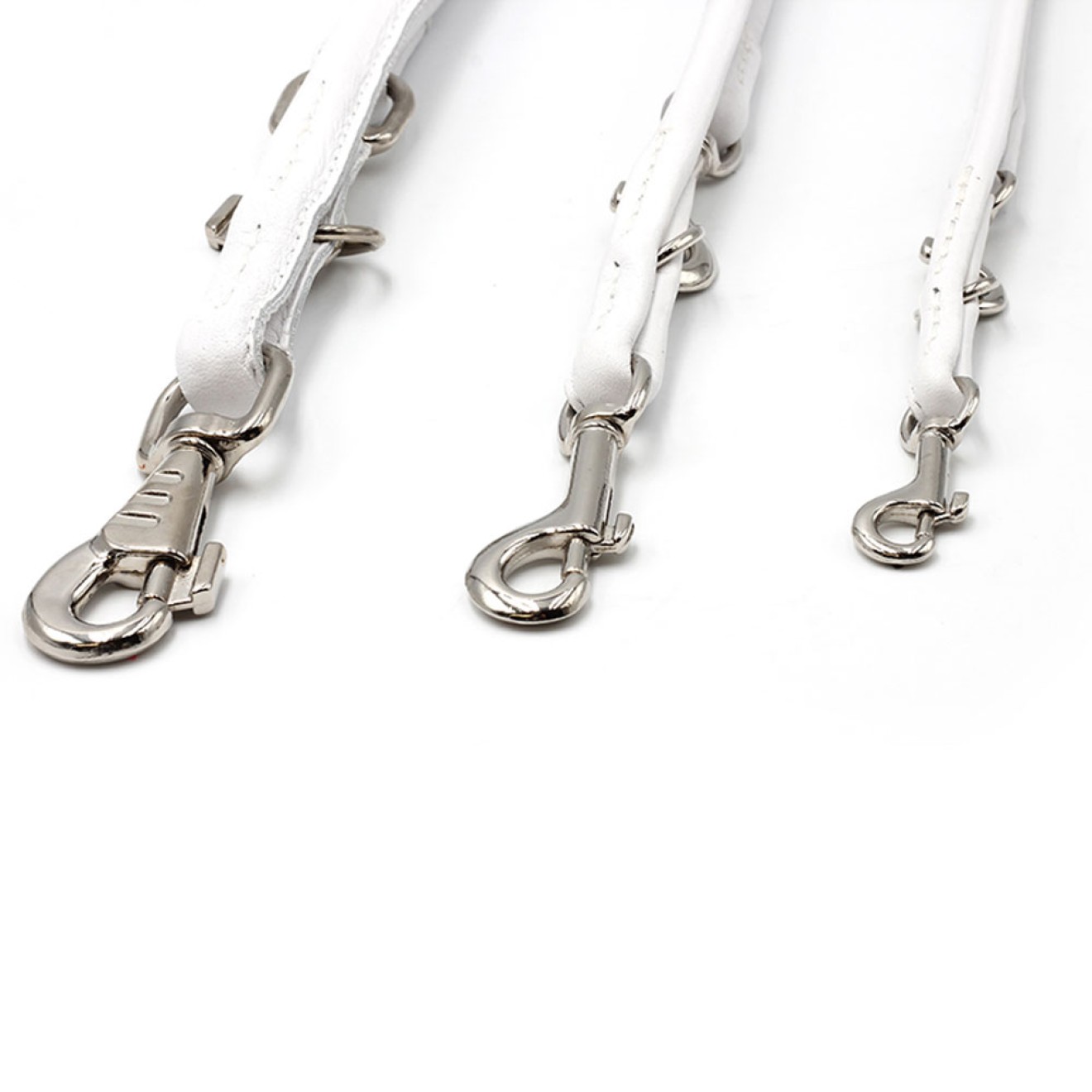 Weiße Hundeleine Nappaleder rundgenäht 120, 200, 300 cm