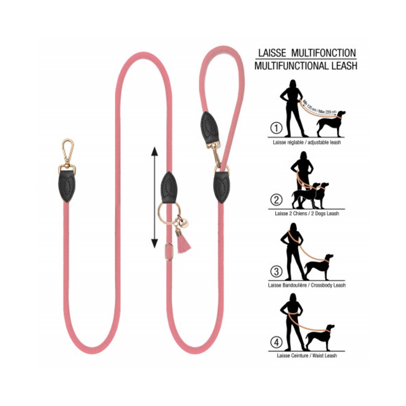 Milk & Pepper Multifunktionsleine KAYA altrosa zum Umhängen