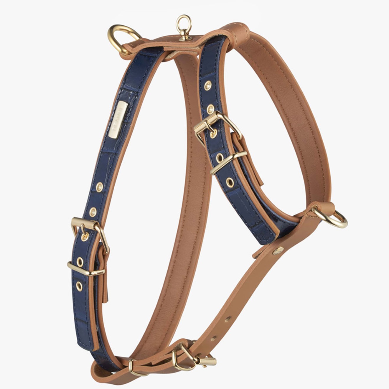 Exklusives Hundegeschirr Leder Milano Navy