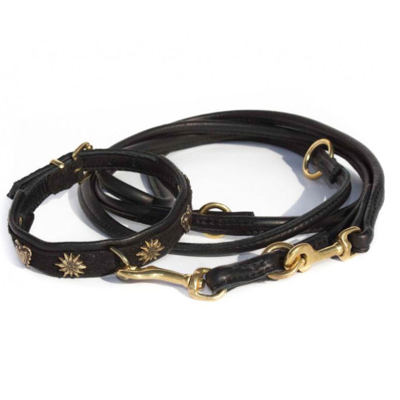 Alpen-Hundehalsband Spatzerl schwarz/silber 33 cm Länge