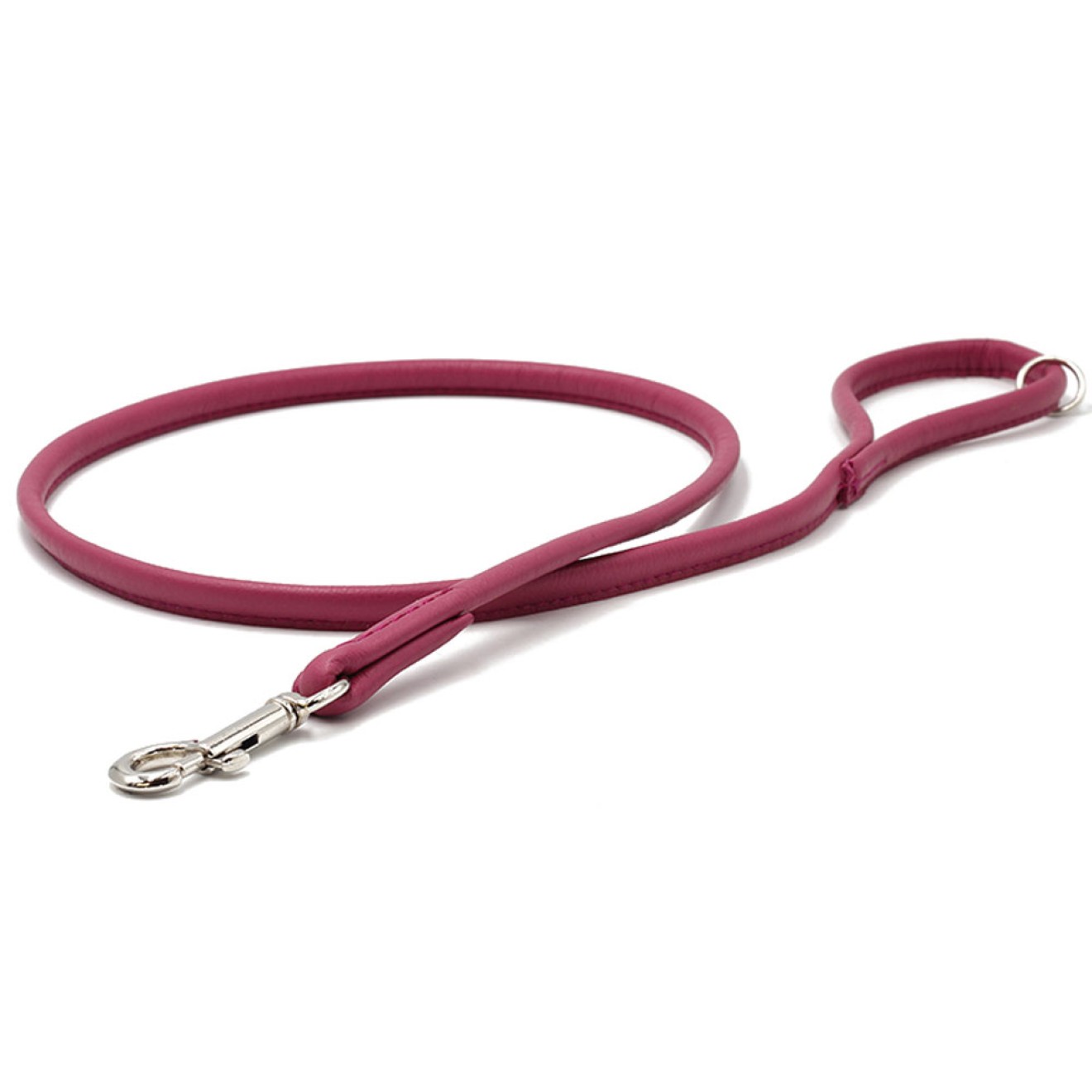 Hundeleine rundgenäht Nappaleder himbeere 120, 200, 300 cm
