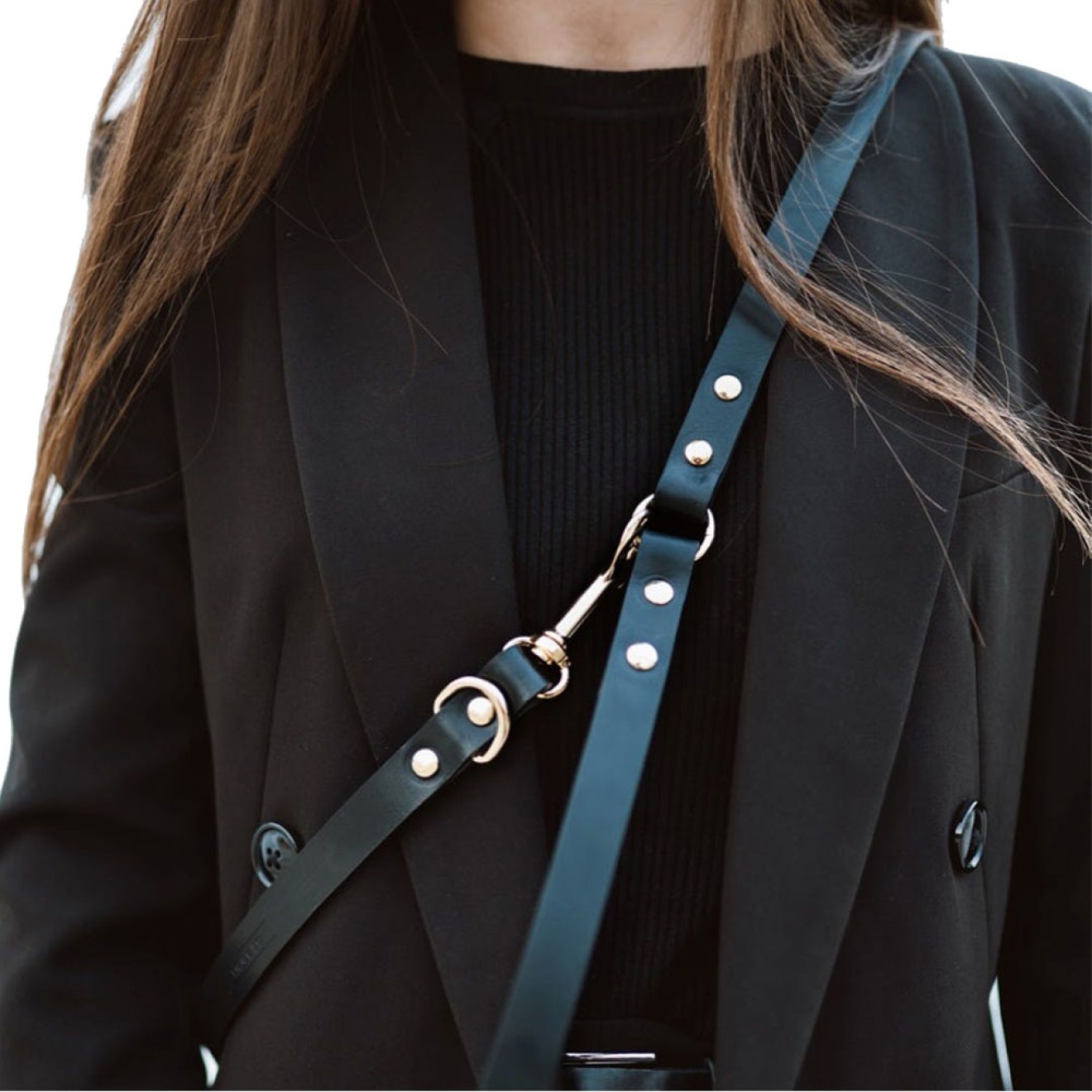 Multifunktionslederleine Infinity schwarz