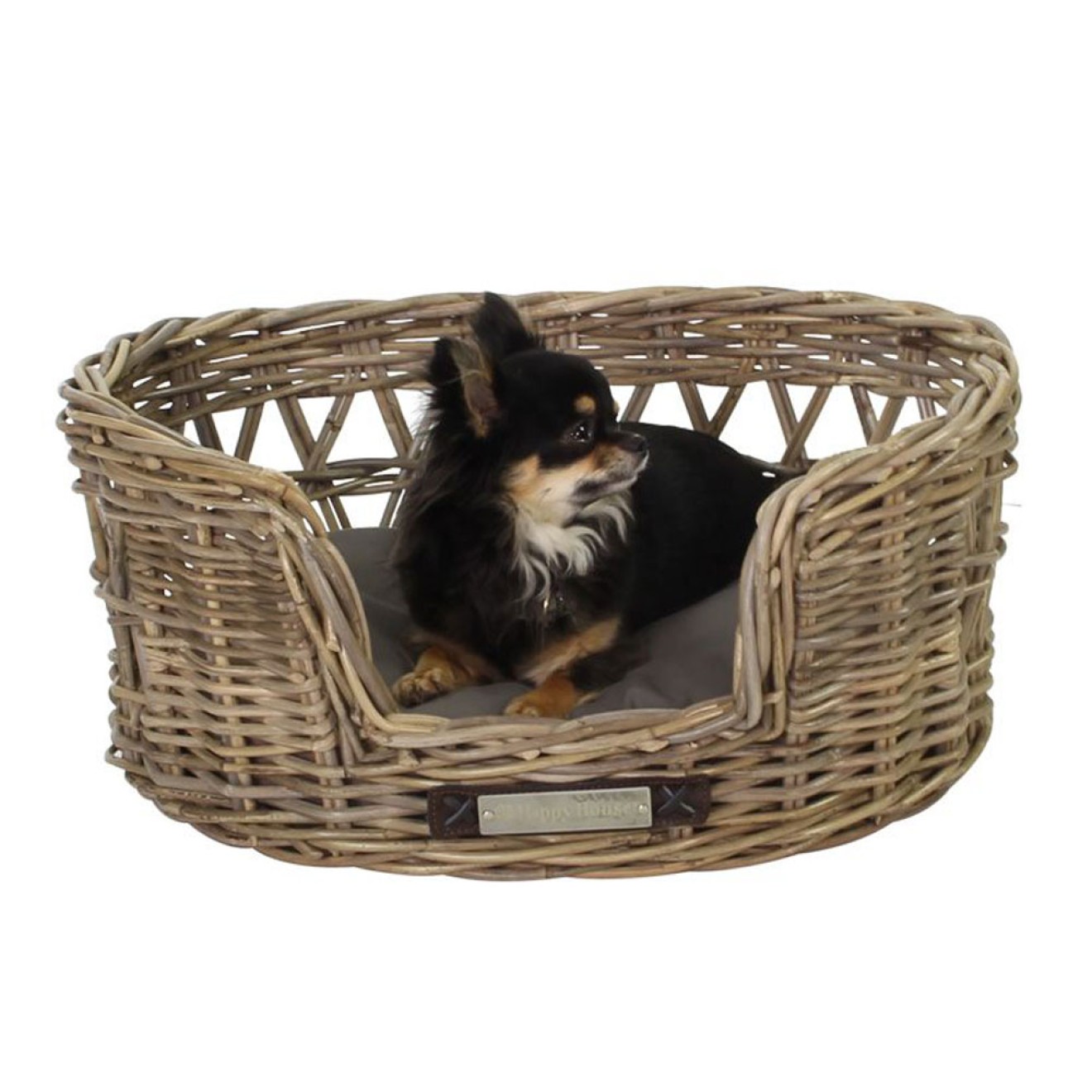 Runder Rattan-Hundekorb mit Outdoor-Kissen