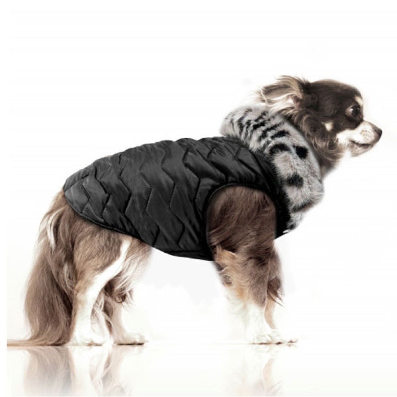 Milk & Pepper Stepp-Hundemantel Indira mit Fellkragen