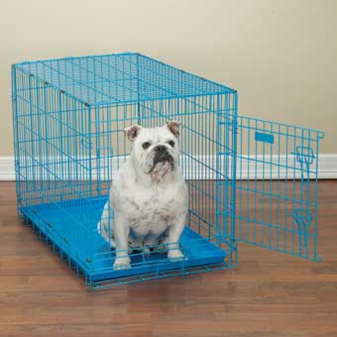 Hundetransportbox Metall blau 45 x 30 x 38 cm