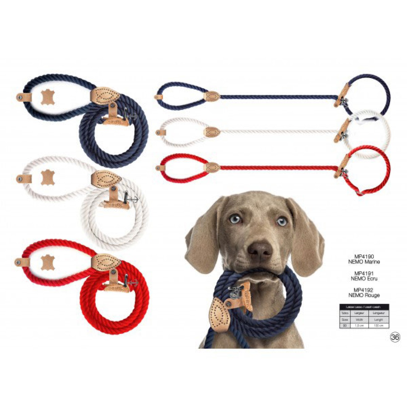 Maritime Retriever-Leine aus Tau Nemo navy 130/1,5 cm