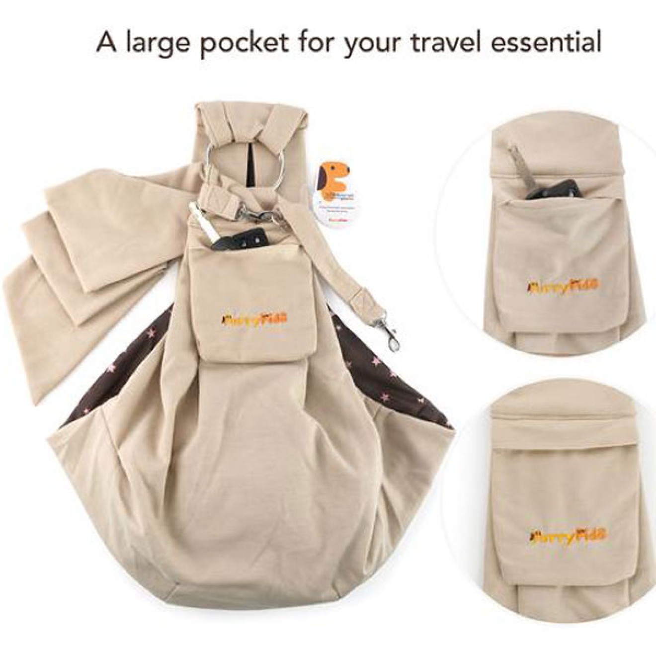 Seitentragetasche Pet Sling für Hunde sand