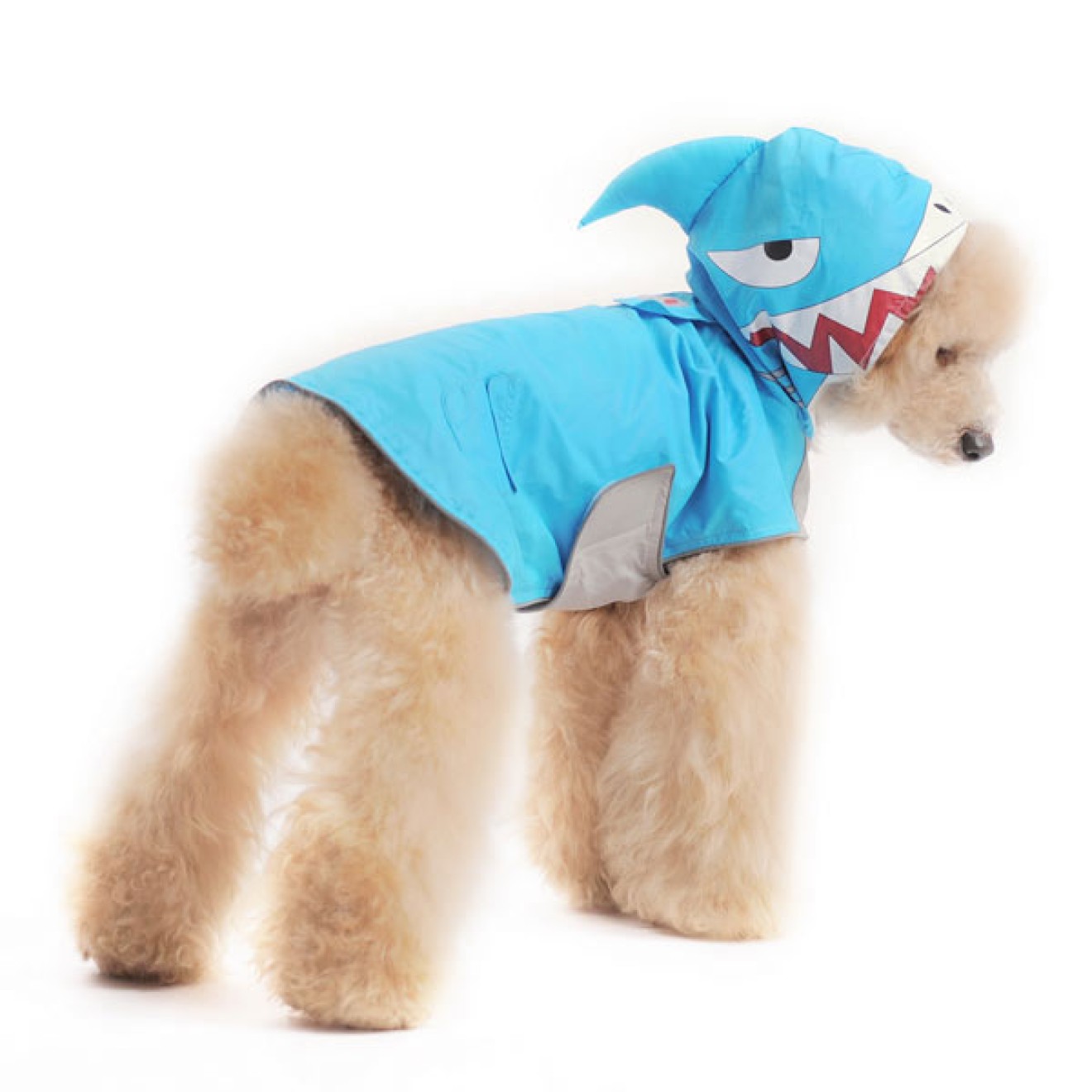Hunde-Regenmantel SHARK mit Haifisch-Kapuze Gr. L, XL