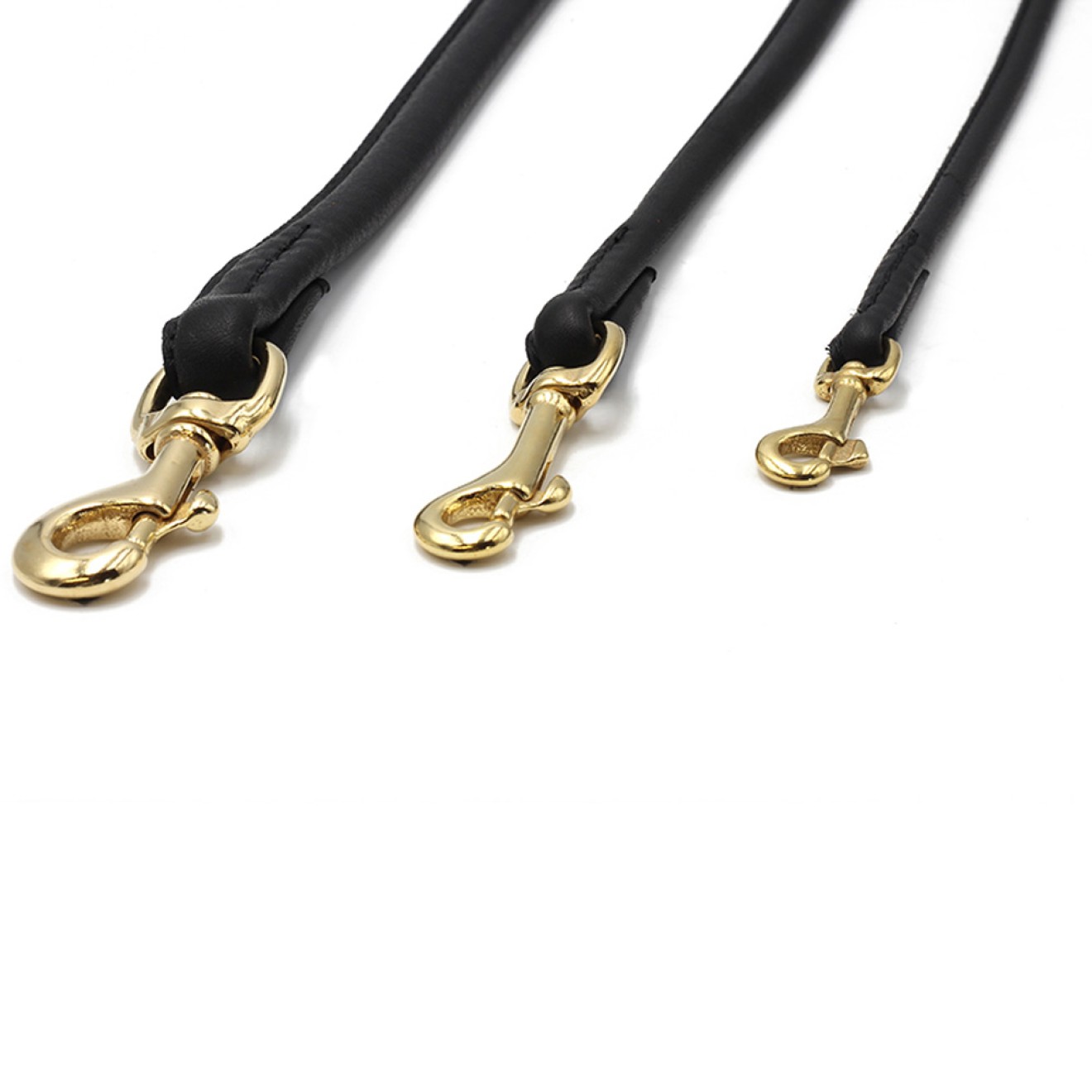 Rundgenähte Hundeleine Nappaleder schwarz 120, 200, 300 cm